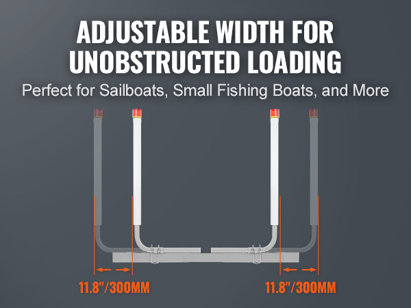 adjustable width for unobstructed loading, perfect for sailboats and small fishing boats. VEVOR marine trailer guide set.