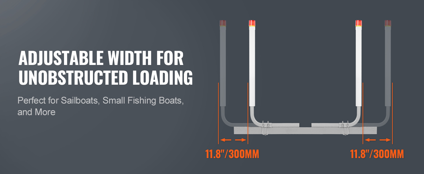 adjustable width for unobstructed loading, perfect for sailboats and small fishing boats. VEVOR marine trailer guide set.