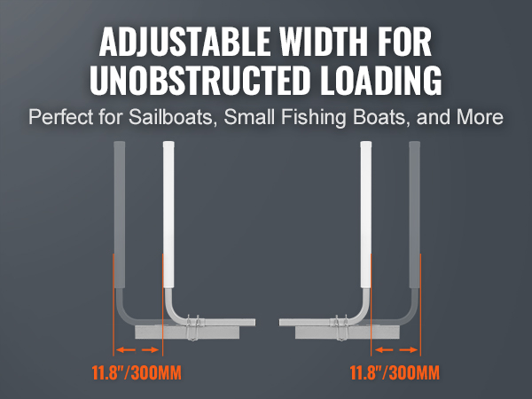 VEVOR marine trailer guide: adjustable width for easy loading, ideal for sailboats and small fishing boats.
