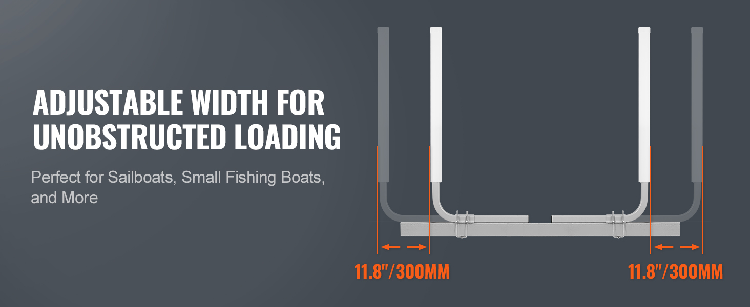 VEVOR marine trailer guide: adjustable width for easy loading, ideal for sailboats and small fishing boats.