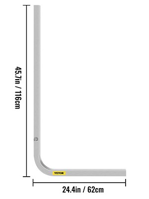 VEVOR boat trailer guide-ons measuring 45.7in (116cm) in height and 24.4in (62cm) in length.