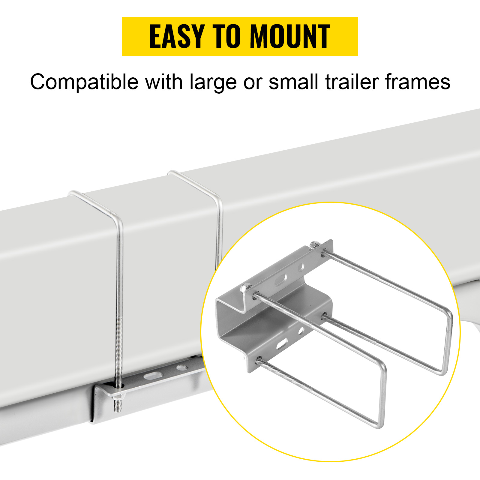 VEVOR boat trailer guide-ons, easy to mount on large or small trailer frames. steel brackets and u-bolts.