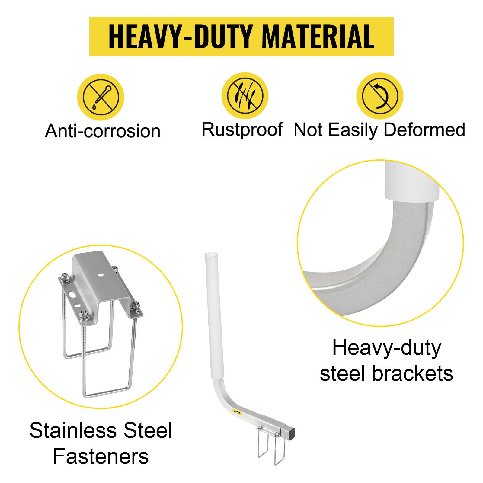 heavy-duty material, anti-corrosion, rustproof, stainless steel fasteners for VEVOR boat trailer guide-ons.