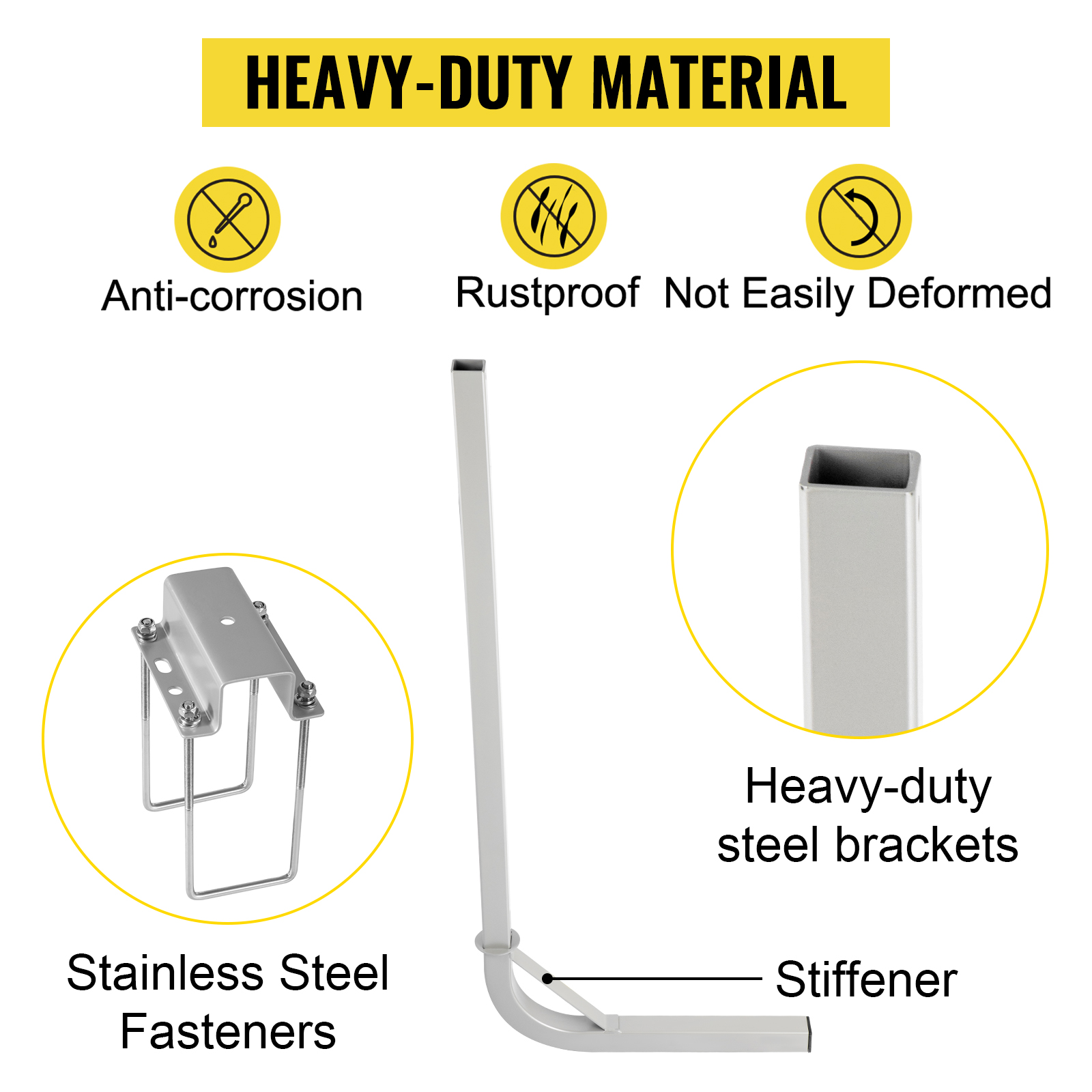 VEVOR boat trailer guide-on with heavy-duty steel brackets, anti-corrosion, rustproof, stainless steel fasteners.