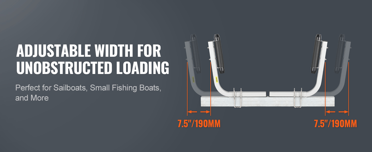 adjustable VEVOR marine trailer guides with 7.5" width for sailboats, small fishing boats, and more.