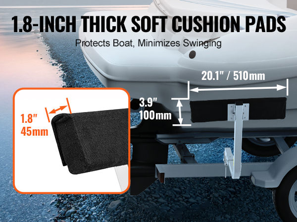 VEVOR marine trailer assistant with 1.8-inch thick soft cushion pads for boat protection and stability.