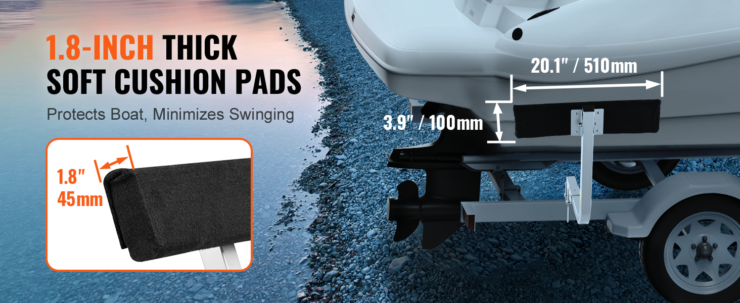 VEVOR marine trailer assistant with 1.8-inch thick soft cushion pads for boat protection and stability.