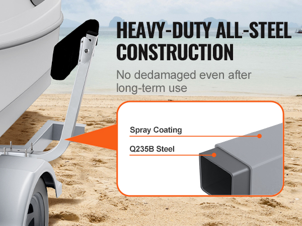 VEVOR marine trailer assistant with heavy-duty all-steel q235b construction and spray coating on beach.