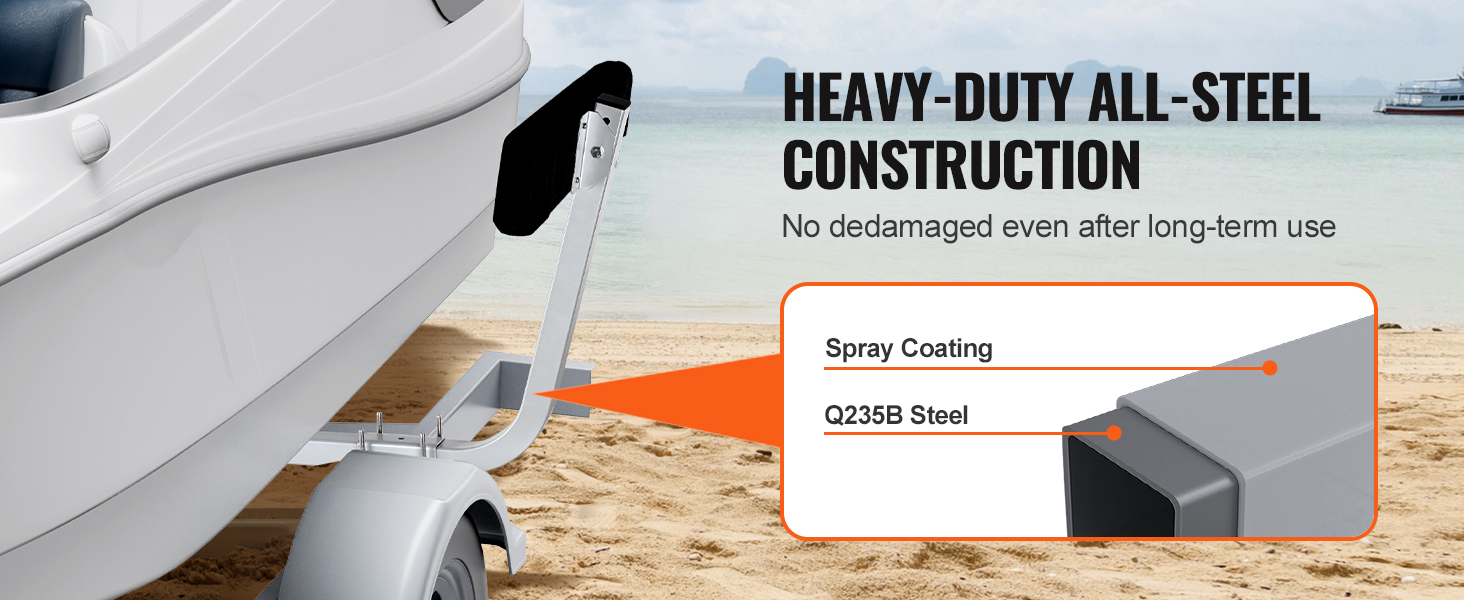 VEVOR marine trailer assistant with heavy-duty all-steel q235b construction and spray coating on beach.