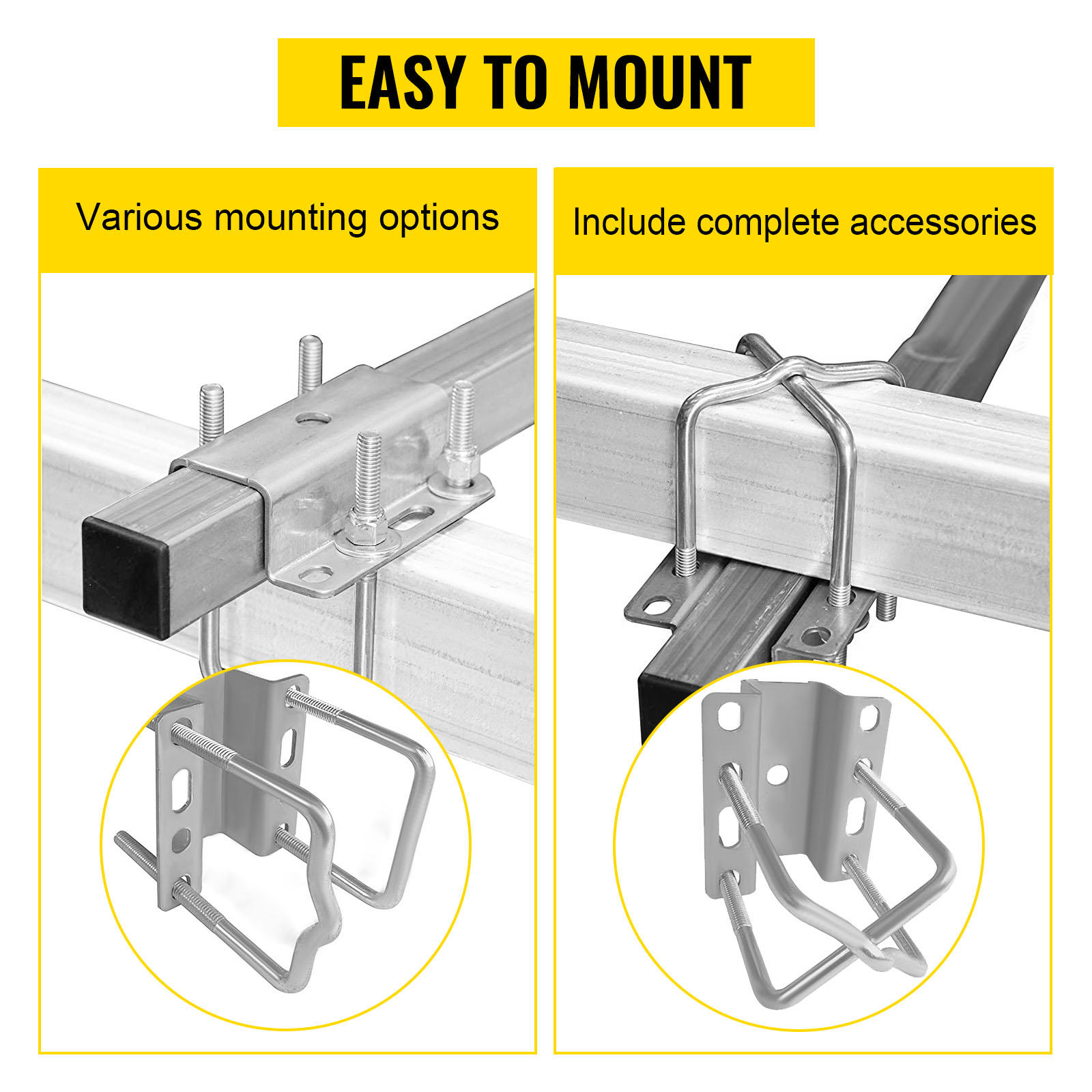 VEVOR boat trailer guide offers various mounting options and includes complete accessories for easy installation.
