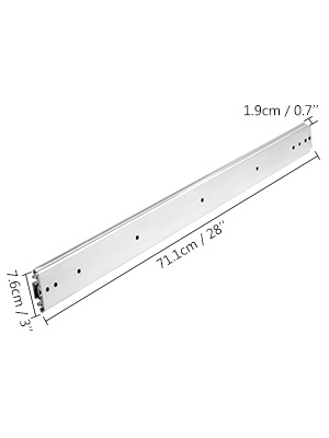 VEVOR heavy duty drawer slides, 71.1cm long, 1.9cm wide, 3.8cm high.
