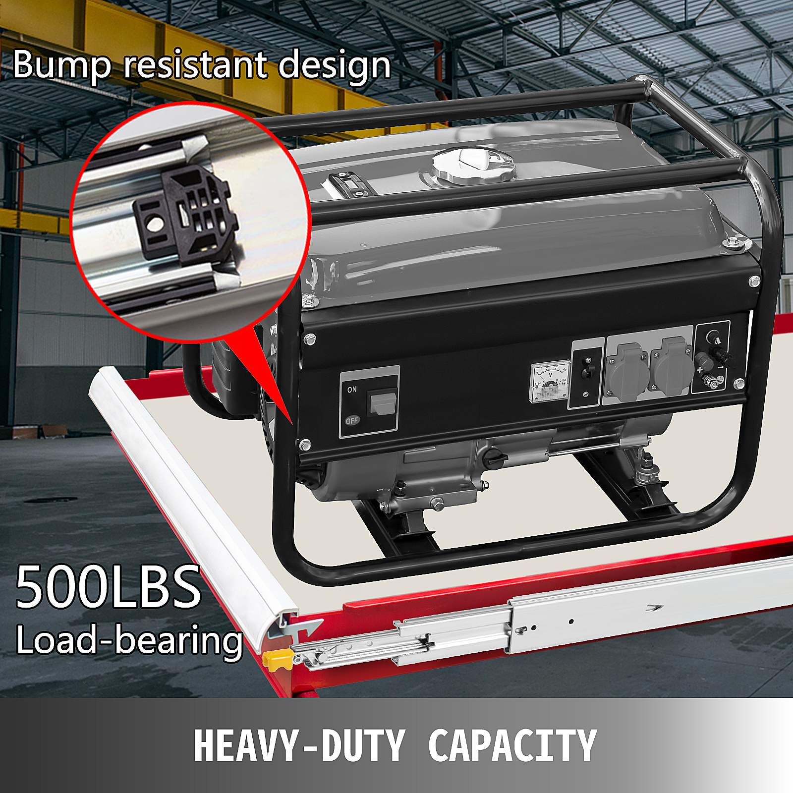 VEVOR heavy duty drawer slides with bump-resistant design and 500lbs load-bearing capacity.