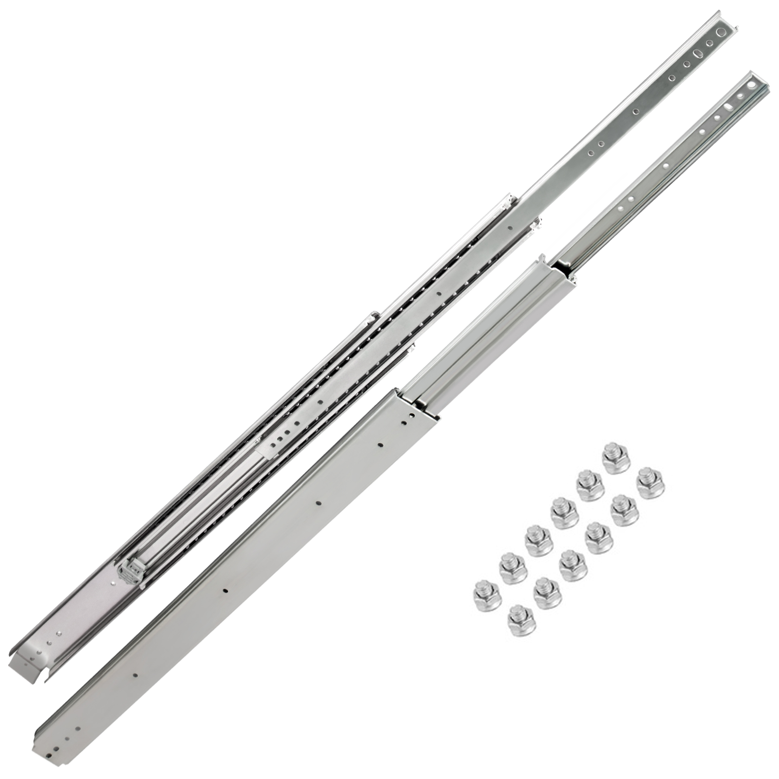 VEVOR heavy duty drawer slides with mounting screws on white background.