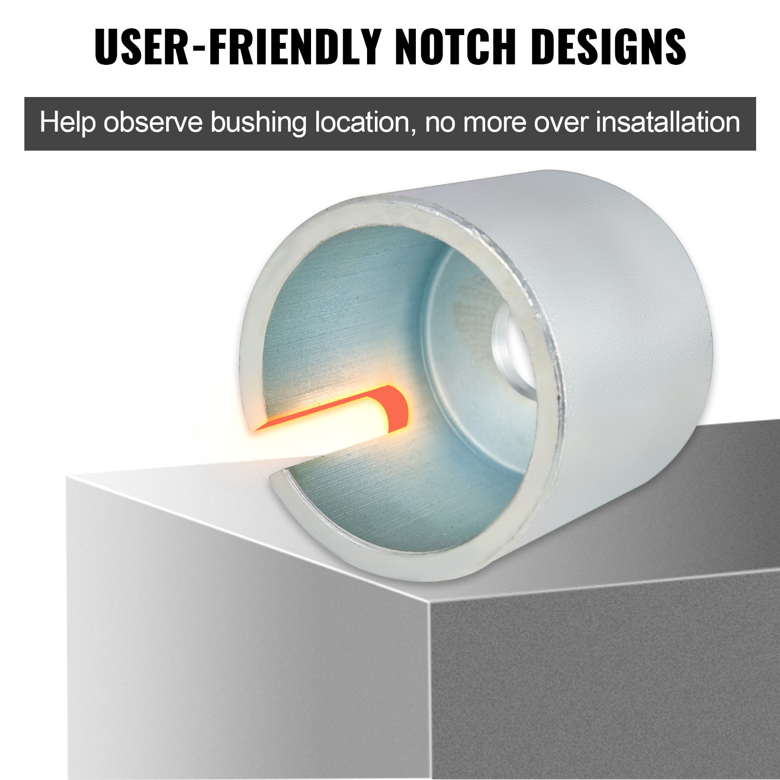VEVOR pull and press sleeve kit with user-friendly notch design for accurate bushing placement.