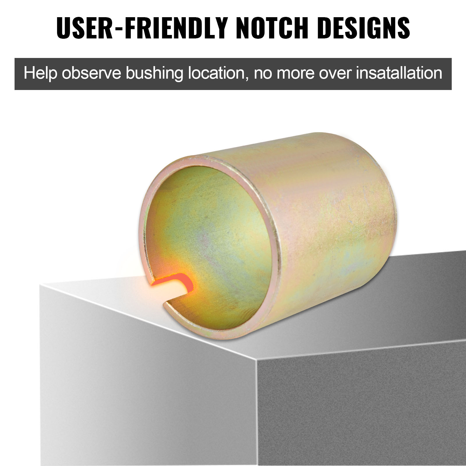 VEVOR pull and press sleeve kit showcasing user-friendly notch design for observing bushing location.
