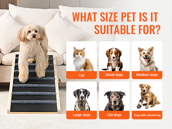 VEVOR dog ramp for cats, small, medium, large, and old dogs, and dogs with injured legs.