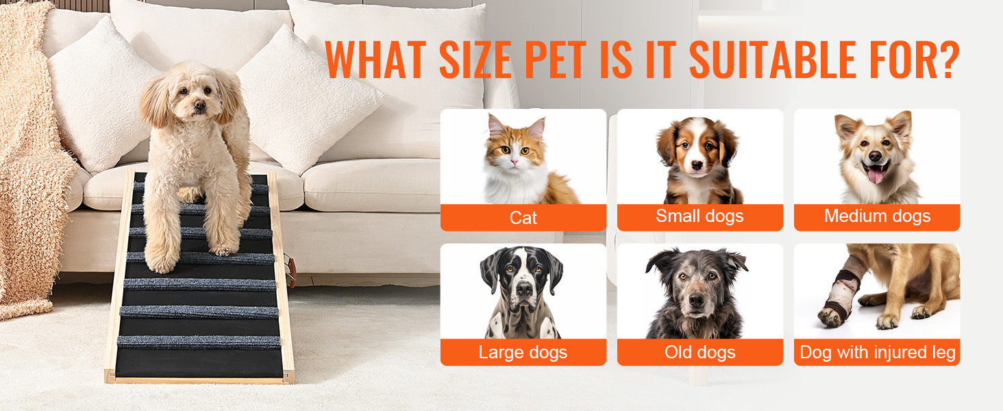 VEVOR dog ramp for cats, small, medium, large, and old dogs, and dogs with injured legs.