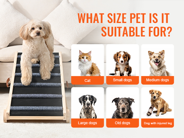 VEVOR dog ramp suitable for cats, small, medium, large, old dogs, and dogs with injured legs.
