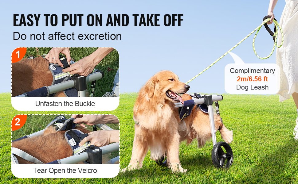 VEVOR dog wheelchair easy to put on, does not affect excretion, includes complimentary 2m leash.