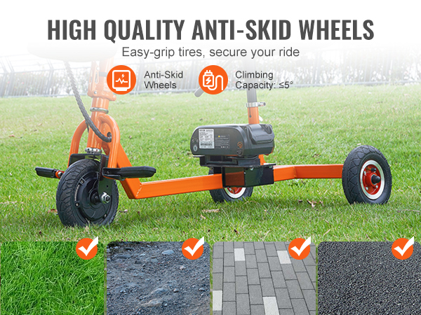high-quality anti-skid wheels on VEVOR mobility scooter provide easy-grip for secure rides on various terrains.