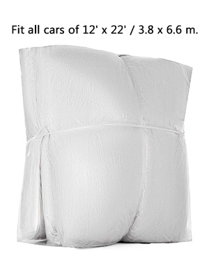 VEVOR car cover fits all cars of 12' x 22' / 3.8 x 6.6 meters, shown in white.