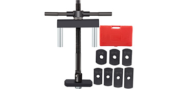 VEVOR cylinder liner puller with accessories and a red carrying case.