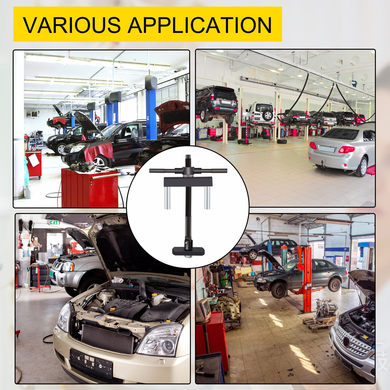 busy automotive workshops showcasing the VEVOR cylinder liner puller in action.