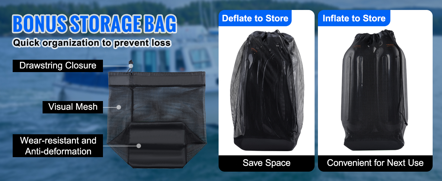 bonus storage bag for quick organization, featuring a drawstring closure, visual mesh, wear-resistant material.