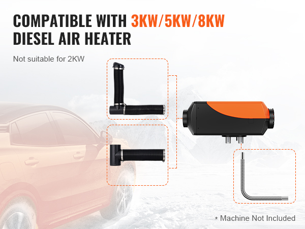 VEVOR diesel heater compatible with 3kw, 5kw, and 8kw diesel air heaters, not suitable for 2kw.