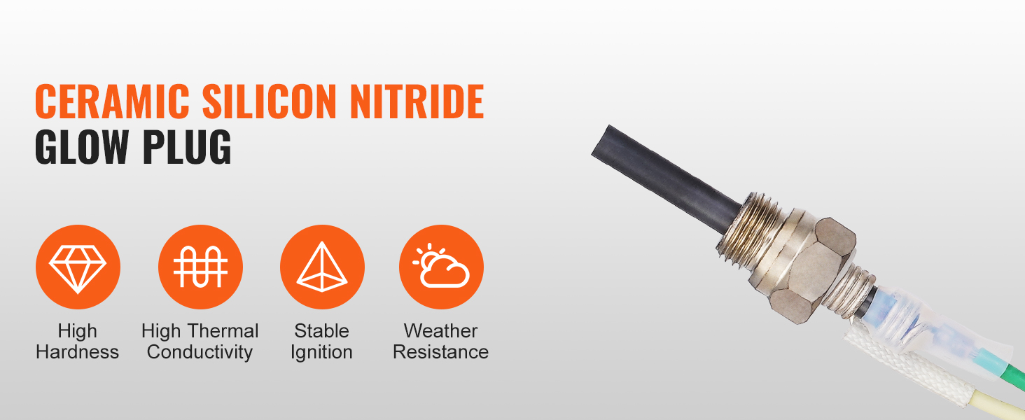 ceramic silicon nitride glow plug highlighting high hardness, high thermal conductivity, stable ignition, and weather resistance