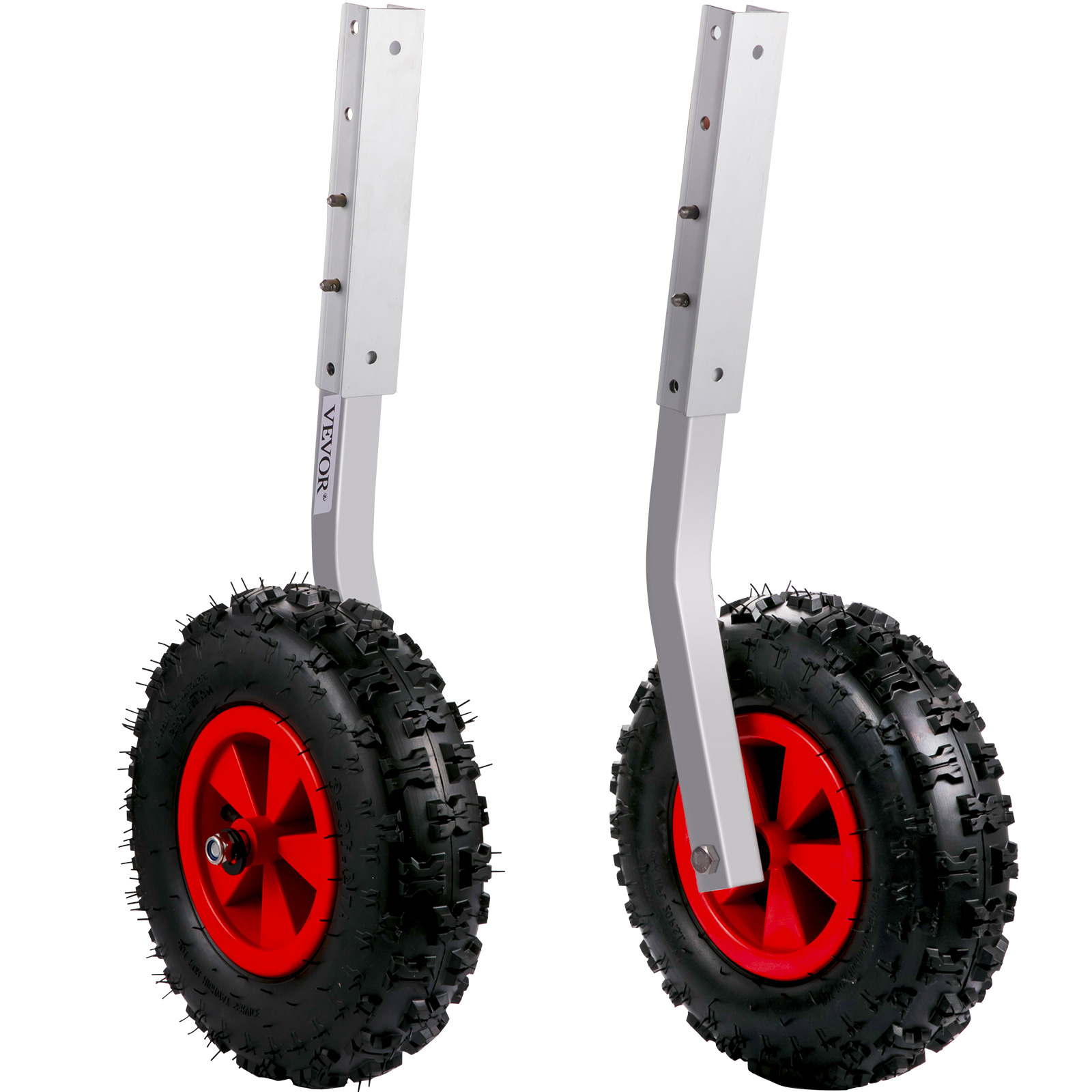 VEVOR boat launching wheels with robust tires and adjustable aluminum brackets.