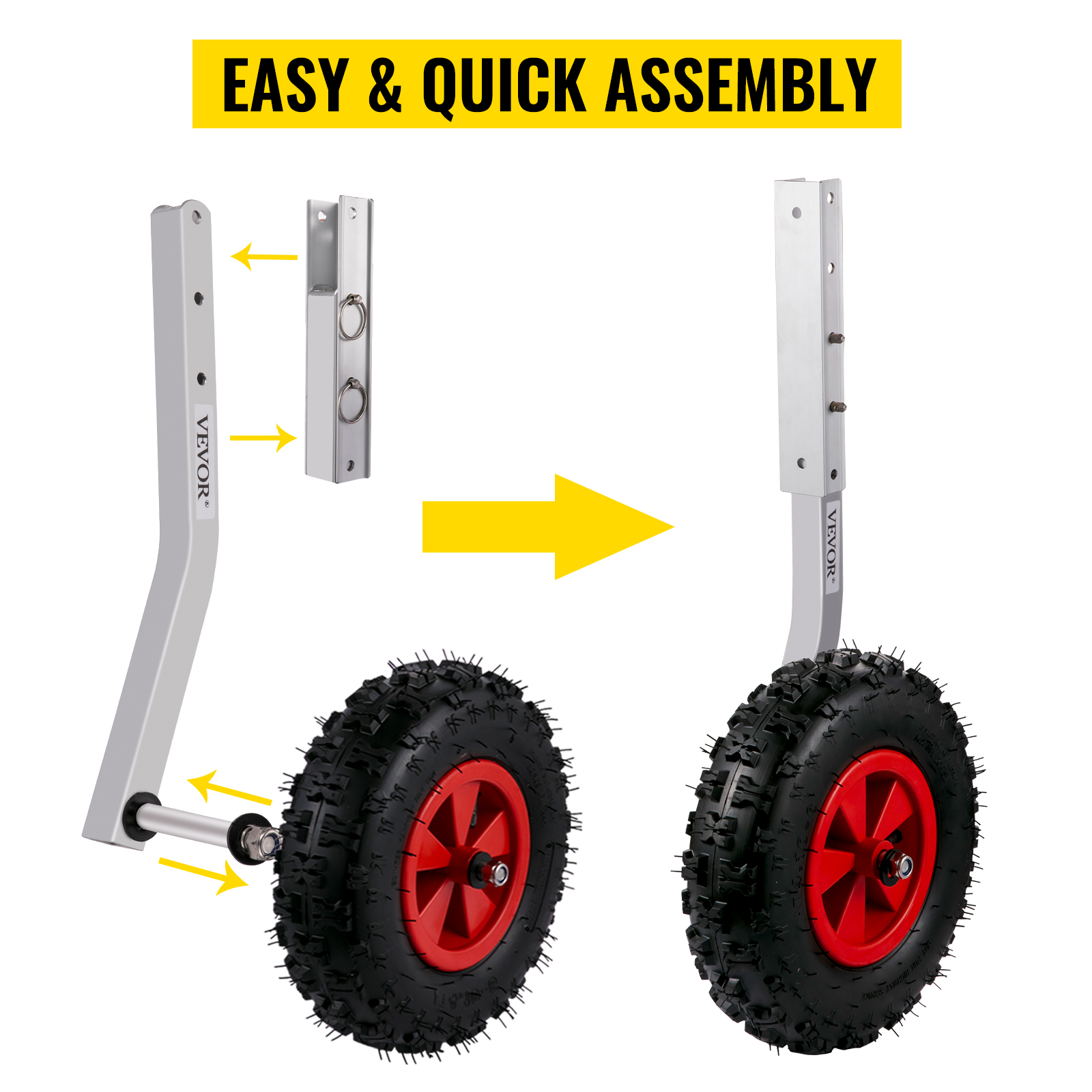 VEVOR boat launching wheels with quick assembly instructions and durable design.