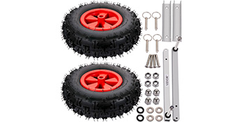 VEVOR boat launching wheels with inflatable tires and mounting hardware set.