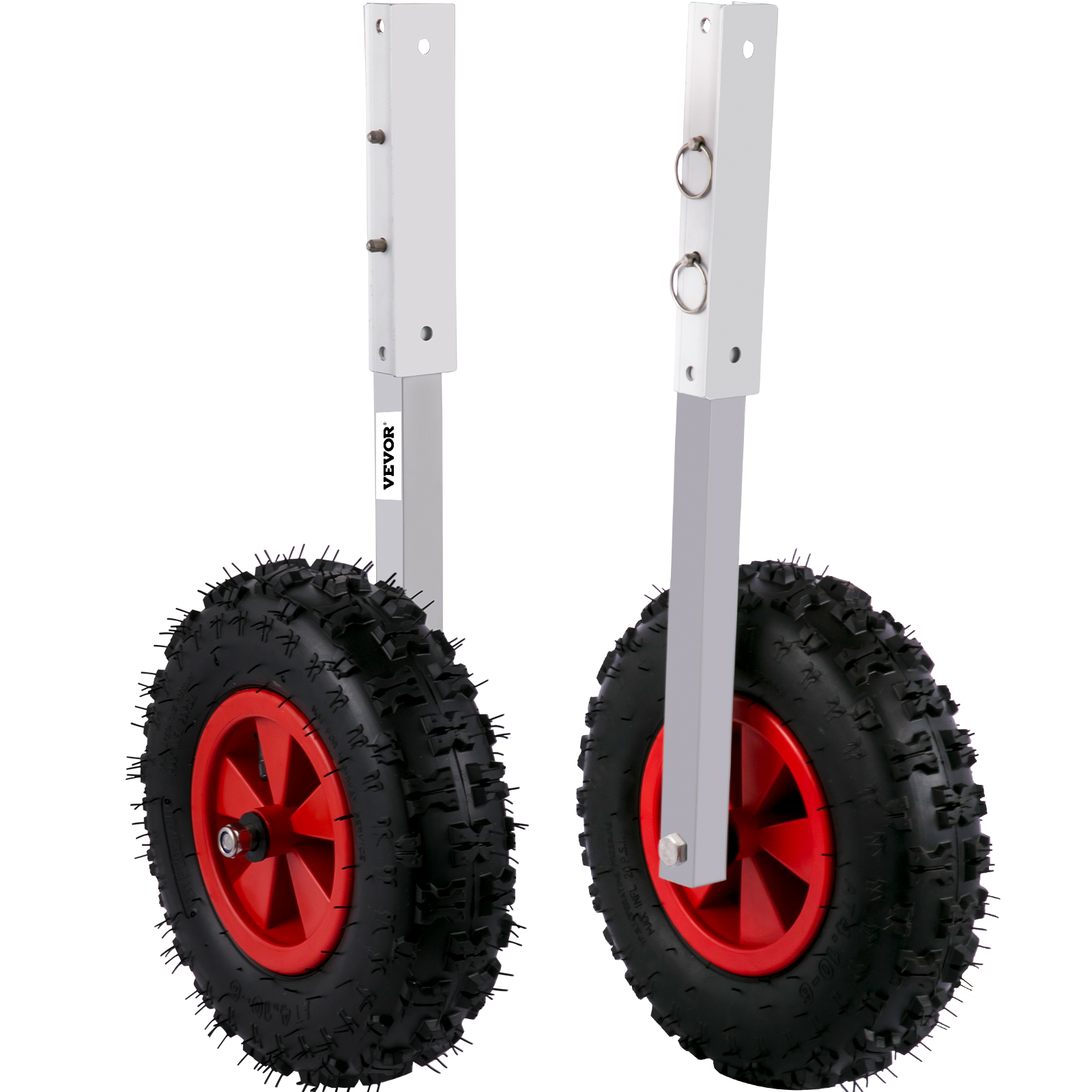 VEVOR boat launching wheels with red tires and durable aluminum brackets.