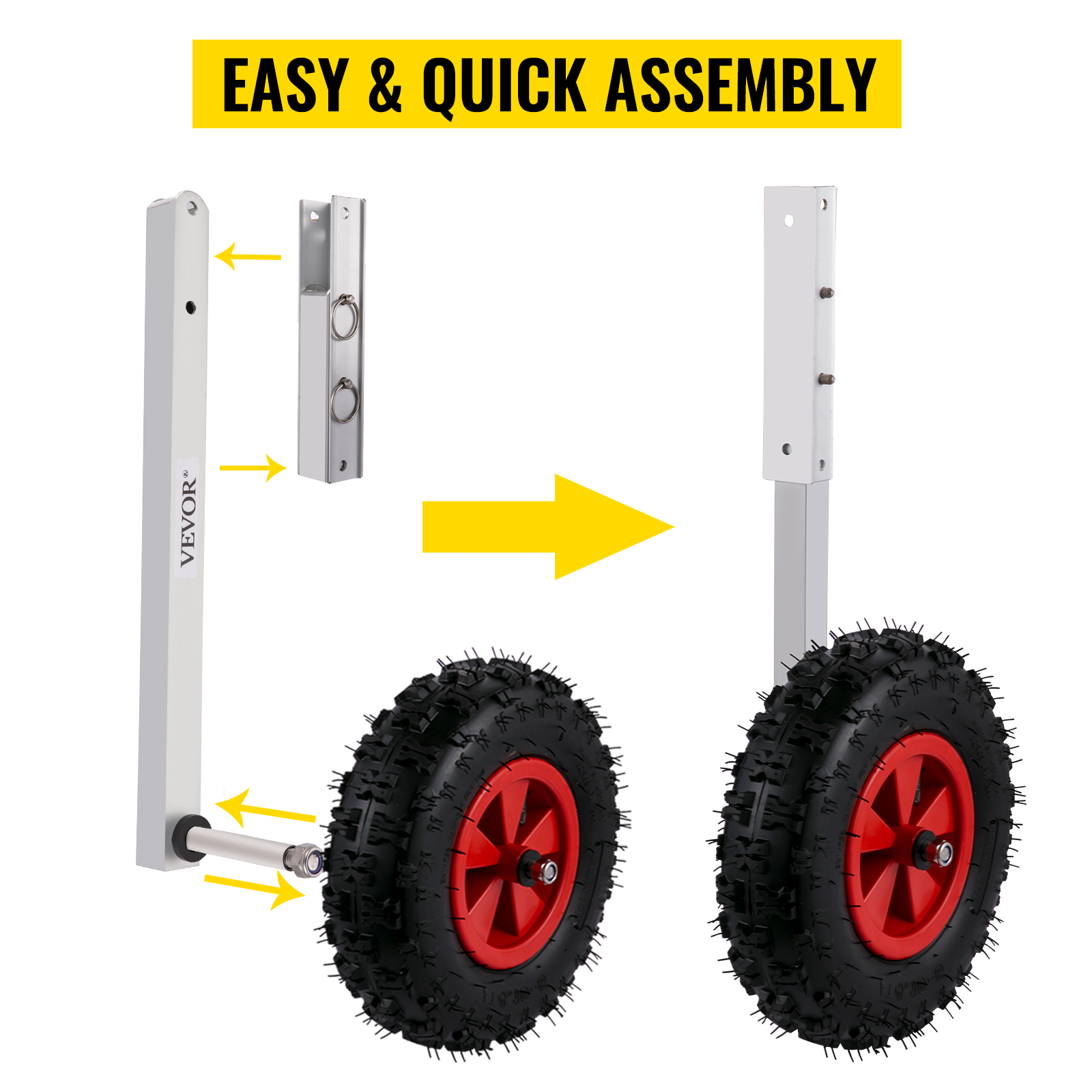 VEVOR boat launching wheels with easy and quick assembly instructions.