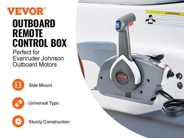 VEVOR boat throttle control for evanrude johnson outboard motors, side mount, sturdy construction.