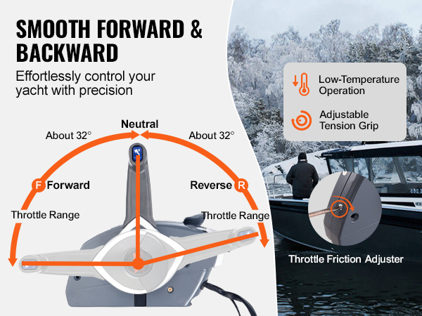 VEVOR boat throttle control with adjustable tension grip for smooth forward and reverse operation.