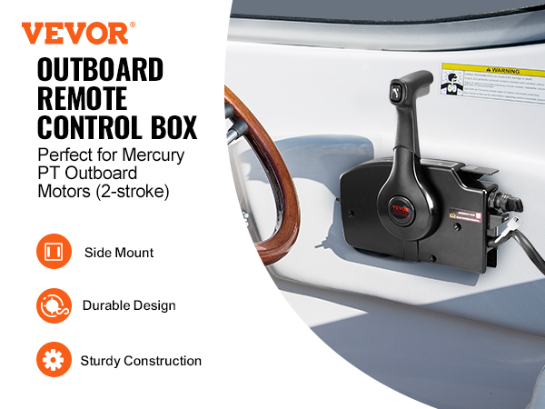 VEVOR boat throttle control showcasing side mount and durable design for mercury pt outboard motors.