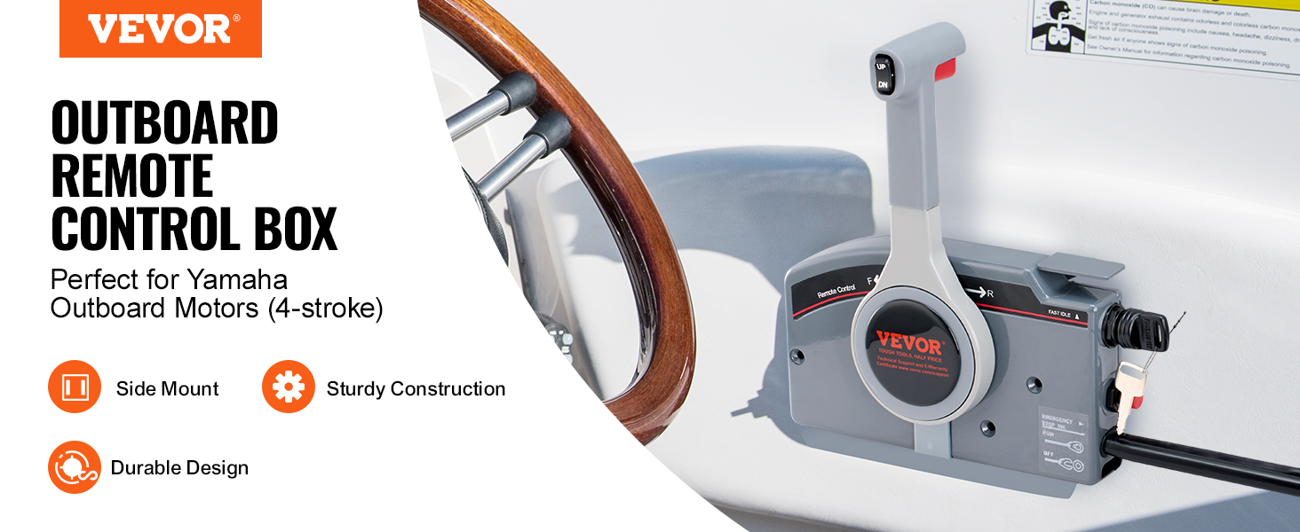 VEVOR boat throttle control side mount, ideal for yamaha outboard motors. sturdy and durable design.