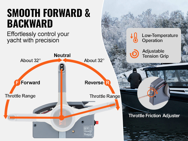 VEVOR boat throttle control for smooth forward and backward movements with adjustable tension grip.