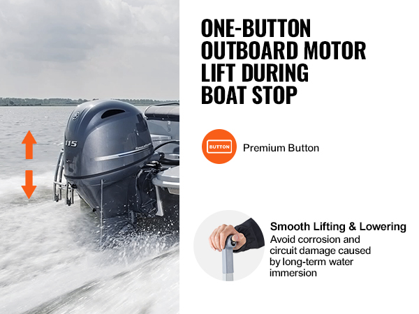 boaters using VEVOR boat throttle control on water with motor lift feature for smooth sailing.