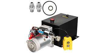 VEVOR hydraulic power unit with motor, control box, and connection components.