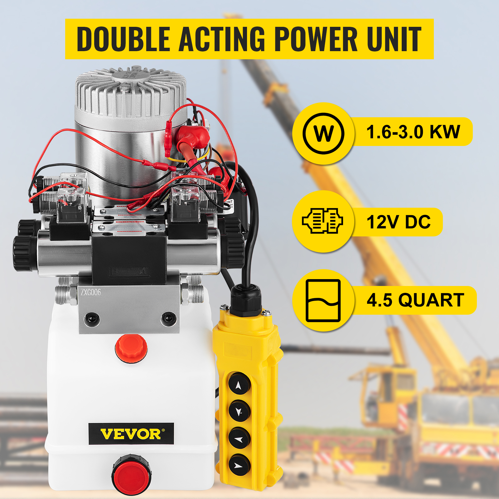 VEVOR hidrauliskais sūknis ar 12 V līdzstrāvas strāvu, 1,6-3,0 kw, 4,5 kvart tilpums.