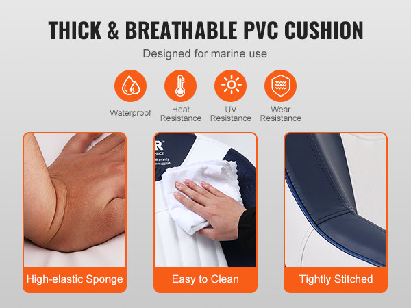 thick and breathable pvc cushion with high-elastic sponge, easy to clean, tightly stitched for VEVOR captain bucket seat.