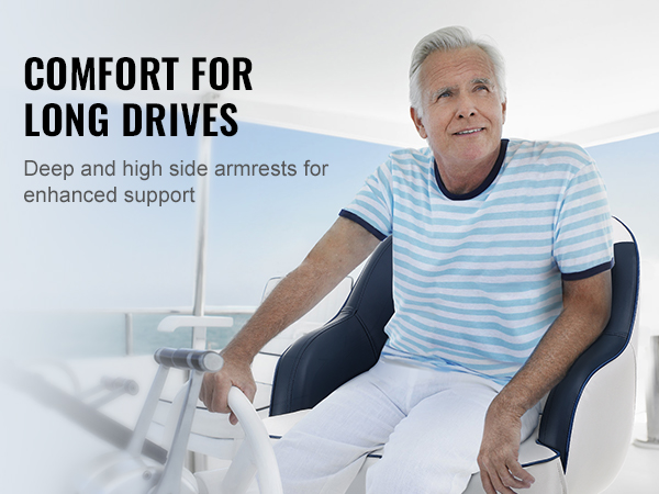 comfort for long drives in a VEVOR captain bucket seat, offering deep and high side armrests for enhanced support.