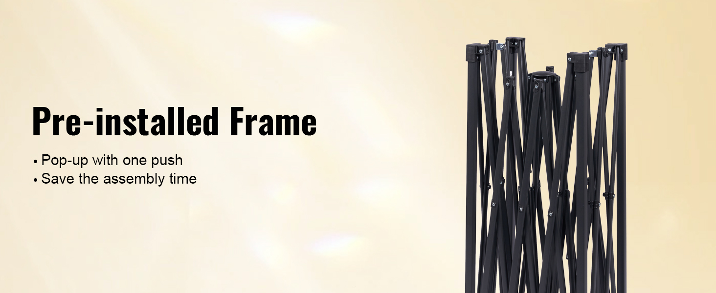 pre-installed frame of VEVOR pop up greenhouse, saving assembly time with a push-pop mechanism.