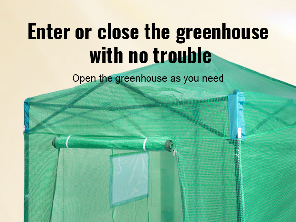 VEVOR pop up greenhouse with easy access door and roll-up window for ventilation.