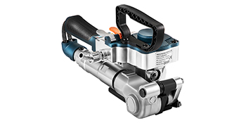 VEVOR pneumatic strapping tool with ergonomic handle in silver and black.