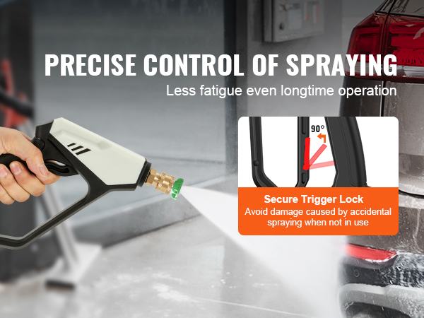 VEVOR pressure washer gun, secure trigger lock, precise spraying control for less fatigue during use.