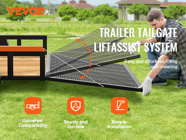 VEVOR trailer tailgate lift assist ensures easy lifting and lowering, with universal compatibility and durability.